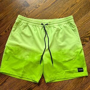 Hurley ombré lime elastic drawstring waist technical fabric board volley shorts